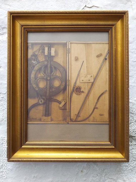 Arte: Instrumental m&eacute;dico antiguo lamina enmarcada 30x24.5 cm