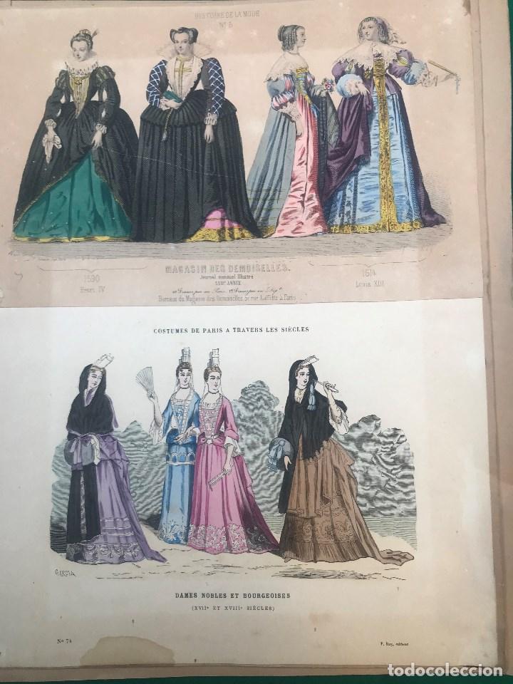 Art: AT50- 2 ANTIGUAS LAMINAS DE 4 DAMAS DE EPOCA MAGASIN DES DEMOISELLES DE PARIS-