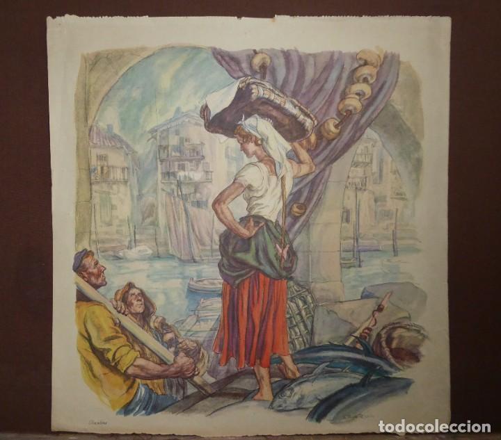 Arte: Litografia de Carlos S&aacute;enz de Tejada . &rdquo;Pescadores&rdquo; - Foto 1
