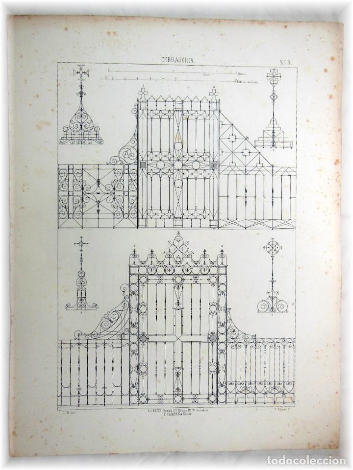 Art: CERRAJERIA, N&ordm;9. RIGALT L (Inv), GUIRAUD J (Lito) 1857. Lit Uni&oacute;n F Campa&ntilde;a