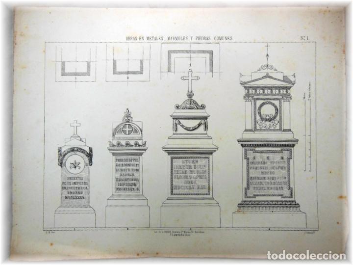 Art: OBRAS EN METALES, M&Aacute;RMOLES Y PIEDRAS COMUNES. N&ordm;1. RIGALT L (Inv), GUIRAUD J (F&ordm;) 1857. Ed F Campa&ntilde;a