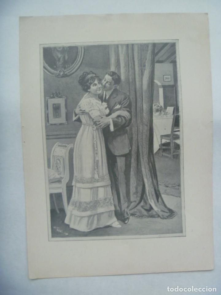 Art: BONITA ILUSTRACION GALANTE CON PAREJA, DE UNA PUBLICACION DE LOS A&Ntilde;OS 20