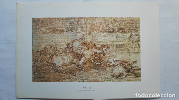 Art: LAMINA N&ordm; 1, GOYA - CABALLERO DERRIBADO POR UN TORO, MEDIDAS 34,5 X 23 CM