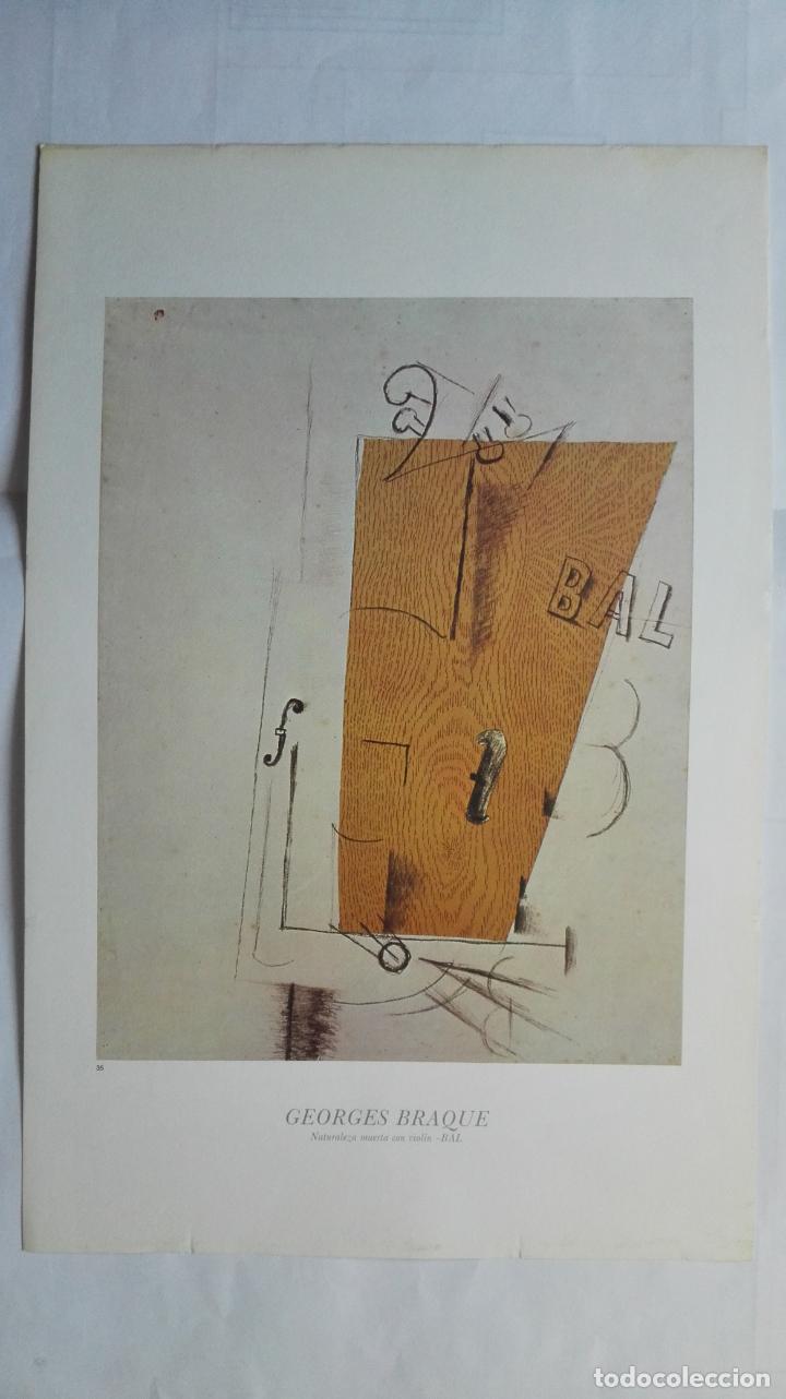 Arte: LAMINA N&ordm; 35, GEORGES BRAQUE, NATURALEZA MUERTA CON VIOLIN, MEDIDAS 34,5 X 23 CM