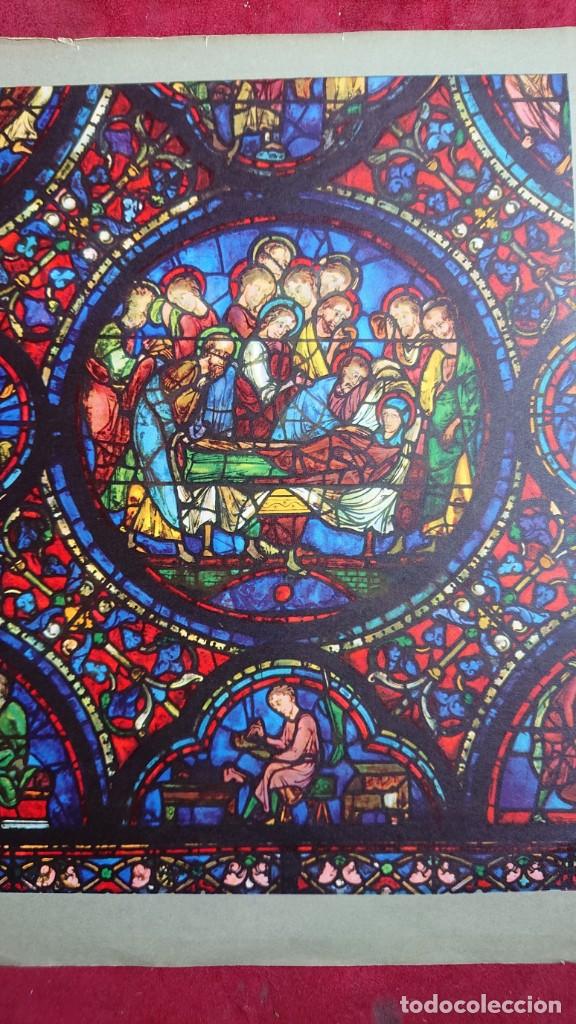 Kunst: LAMINA A COLOR OBRA MAESTRA DE UN VITRAL MEDIEVAL CATEDRAL SIGLO XIII VIDA Y MUERTE VIRGEN MARIA