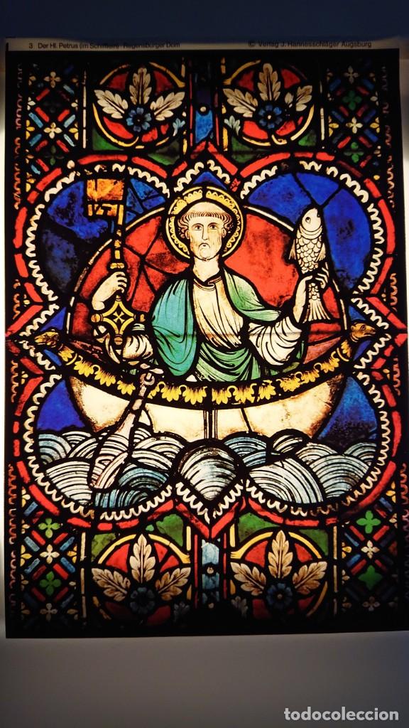 Kunst: LAMINA IMPRESA DE PLASTICO TRANSPARENTE A TODO COLOR VIDRIERA SAN PEDRO EN BARCO CATEDRAL RATISBONA