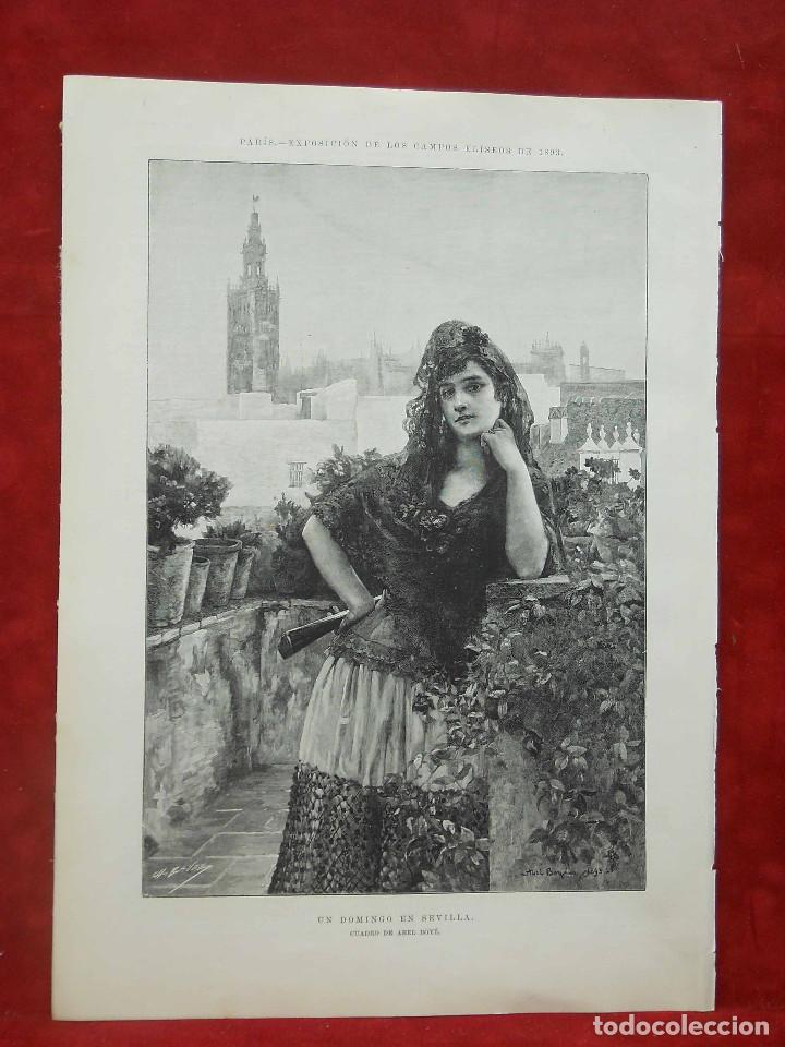 Art: Lote 7 fotos y grabados de Sevilla antiguas publicaciones