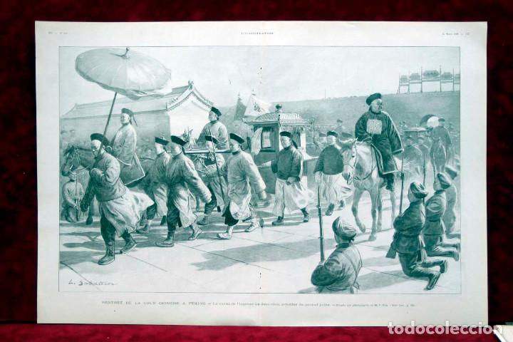 Arte: Reentree de la cour chinoise a Peking , de Sabattier plancha Illustration francaise 1902