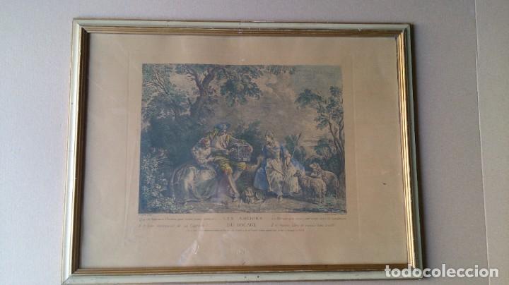 Art: Bonito litograbado antiguo enmarcado