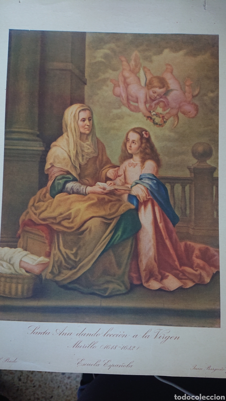 Art: LAMINA REPRODUCCION SANTA ANA DANDO LECCION A LA VIRGEN MURILLO 24X34