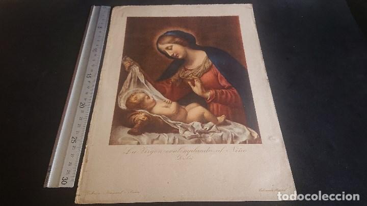 Art: ANTIGUA LAMINA - MUSEO DEL PRADO - LA VIRGEN CONTEMPLANDO AL NI&Ntilde;O - EDICIONES BAR , LEER DESCRIPCION