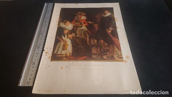 Art: ANTIGUA LAMINA - MUSEO DEL PRADO - FAMILIA EN UN JARDIN - EDICIONES BARSAL , LEER DESCRIPCION