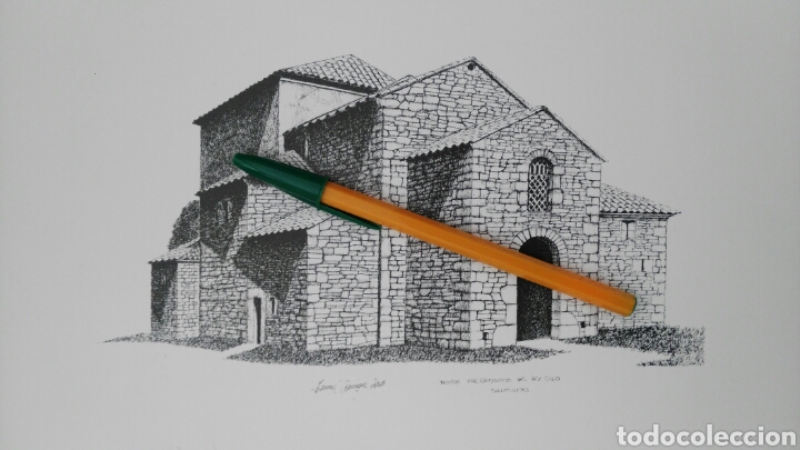Arte: L&aacute;mina Arte Pre-rom&aacute;nico. Templo del Rey Silo. Santianes. Ismael Dom&iacute;nguez Alonso