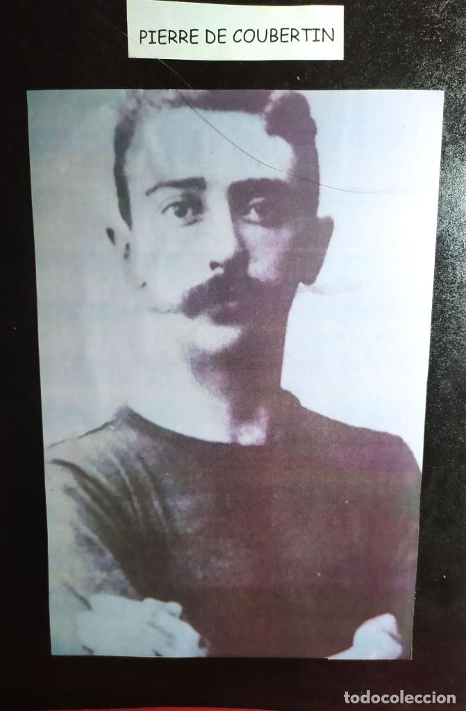 Art: LAMINAS DE MADERA DE COLEGIO PINTADAS EN NEGRO MOTIVOS DEPORTIVOS 21 PIERRE COUBERTIN