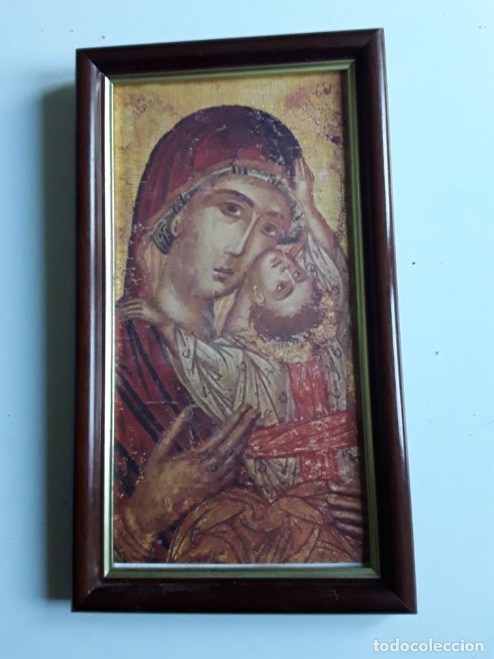 Art: ICONO VIRGEN CON NI&Ntilde;O, LAMINA ALQUIL, ENMARCADO
