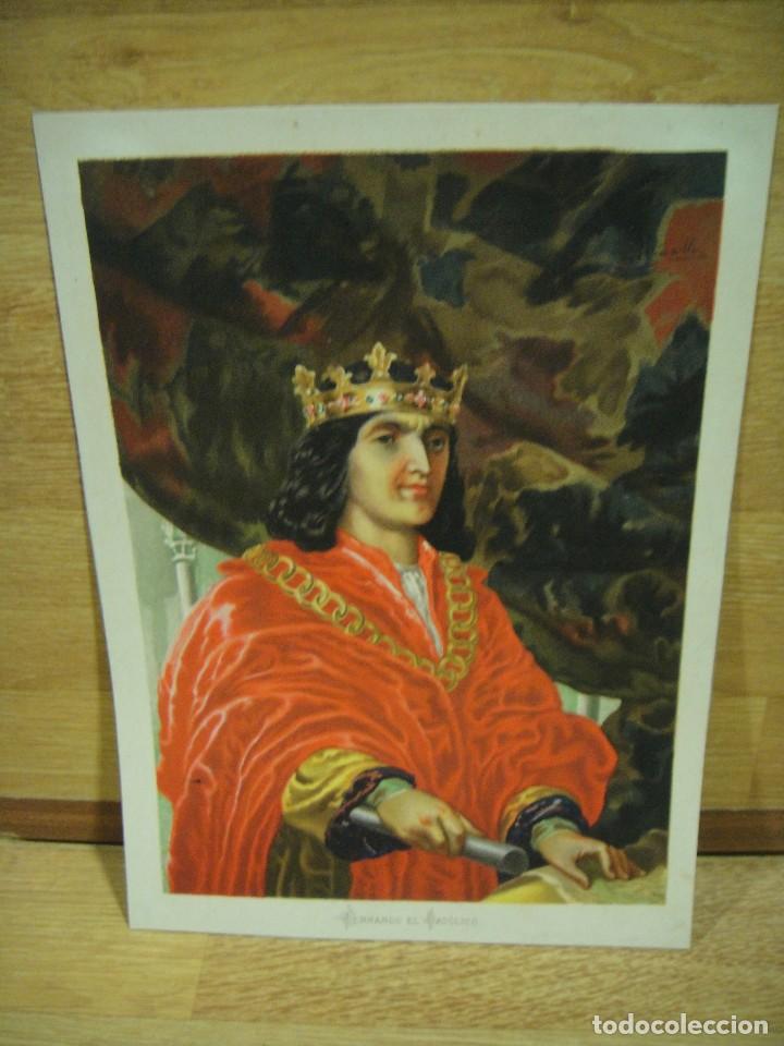 Arte: fernando el catolico - grabado litografico - Foto 1