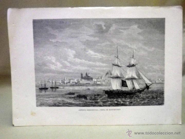 Art: LAMINA ANTIGUA, AMERICA MERIDIONAL, VISTA DE MONTEVIDEO