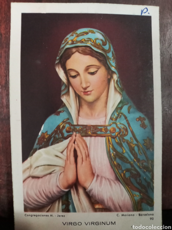 Kunst: VIRGO VIRGINUM.Congregaciones M.Jerez.Antigua estampa religiosa.