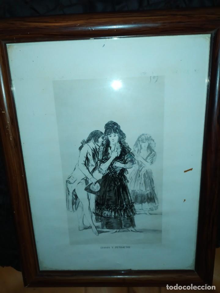 Art: L&Aacute;MINA GOYA DAMA Y PETIMETRE ENMARCADA