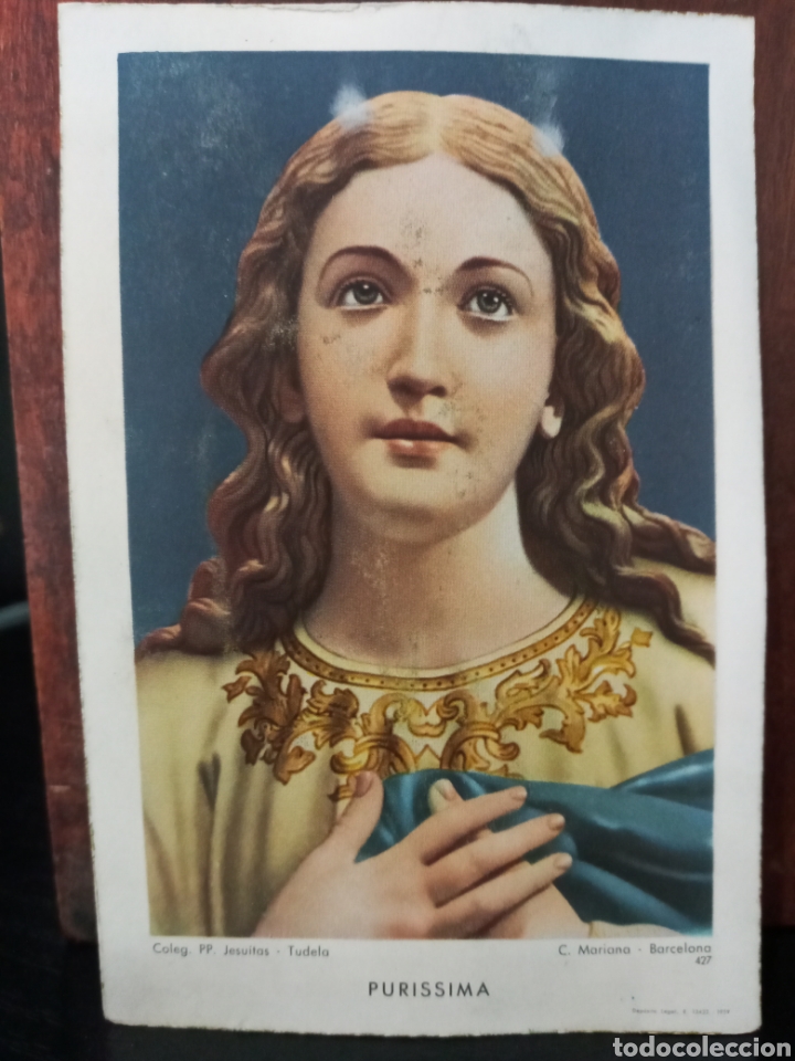 Arte: PURISSIMA.Coleg.PP.Jesuitas.Tudela.Estampa religiosa Purisima.