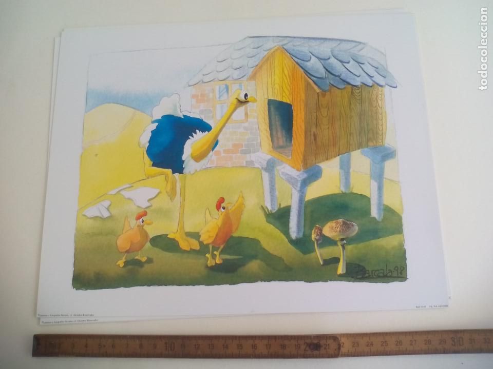 Art: BARCALA 98. LAMINA INFANTIL AVESTRUZ Y POLLOS. LAMINAS Y LITOGRAF&Iacute;AS NAVARRA. 2000 . 24 X 30 CM