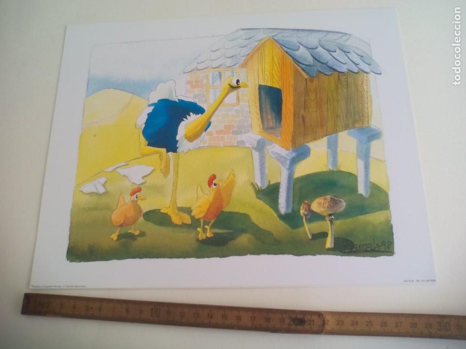Art: BARCALA 98. LAMINA INFANTIL AVESTRUZ Y POLLOS. LAMINAS Y LITOGRAF&Iacute;AS NAVARRA. 2000 . 24 X 30 CM