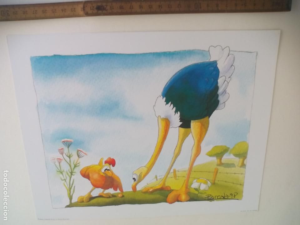 Art: BARCALA 98. LAMINA INFANTIL AVESTRUZ Y POLLO. LAMINAS Y LITOGRAF&Iacute;AS NAVARRA. 2000 . 24 X 30 CM