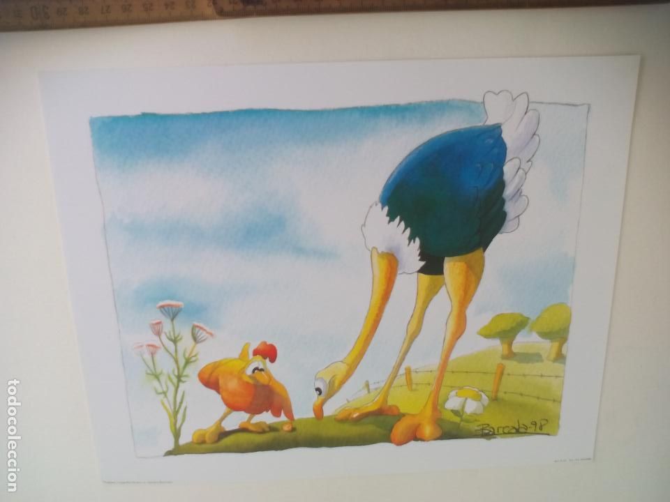 Art: BARCALA 98. LAMINA INFANTIL AVESTRUZ Y POLLO. LAMINAS Y LITOGRAF&Iacute;AS NAVARRA. 2000 . 24 X 30 CM