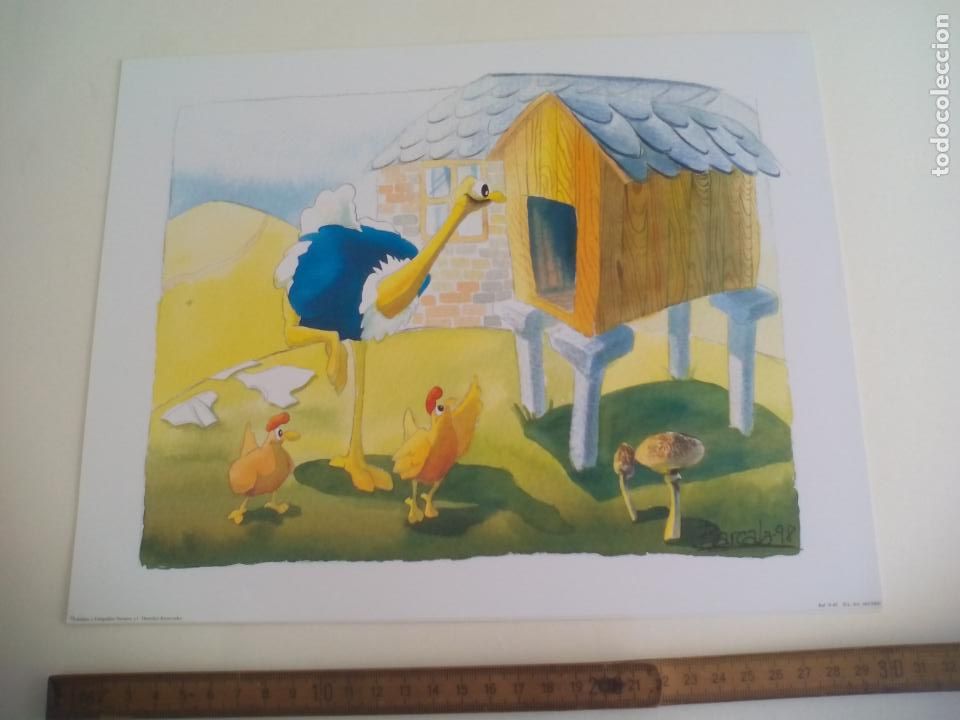 Art: BARCALA 98. LAMINA INFANTIL AVESTRUZ Y POLLOS. LAMINAS Y LITOGRAF&Iacute;AS NAVARRA. 2000 . 24 X 30 CM