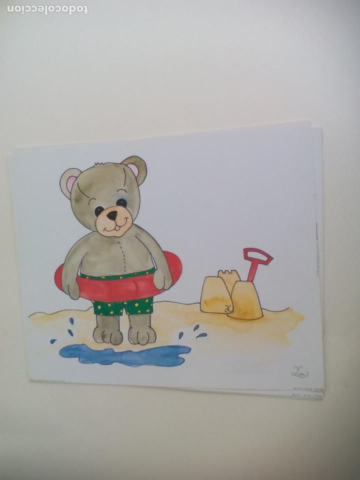 Art: LION. LAMINA INFANTIL OSO OSITO EN LA PLAYA. LAMINAS Y LITOGRAF&Iacute;AS NAVARRA. 2000 . 24 X 30 CM