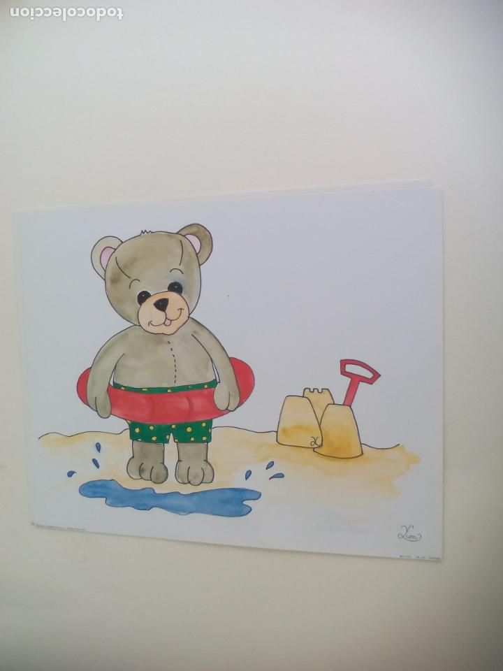 Art: LION. LAMINA INFANTIL OSO OSITO EN LA PLAYA. LAMINAS Y LITOGRAF&Iacute;AS NAVARRA. 2000 . 24 X 30 CM
