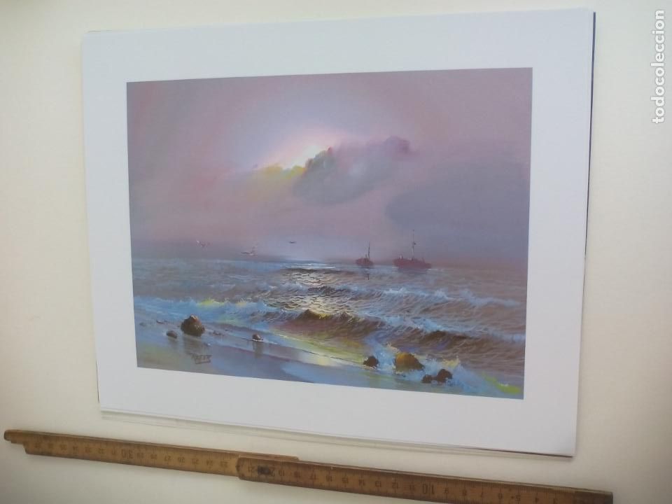 Art: LAMINA. PAISAJE MARINO BARCOS PINTADO POR REFER SERIE GABRIEL N&ordm; 1373 MADE IN SPAIN. 1979 24 X 30 CM