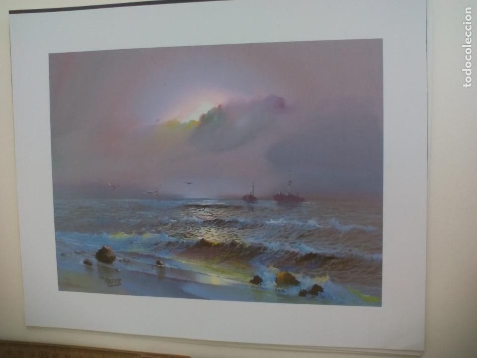 Art: LAMINA. PAISAJE MARINO BARCOS PINTADO POR REFER SERIE GABRIEL N&ordm; 1373 MADE IN SPAIN. 1979 24 X 30 CM