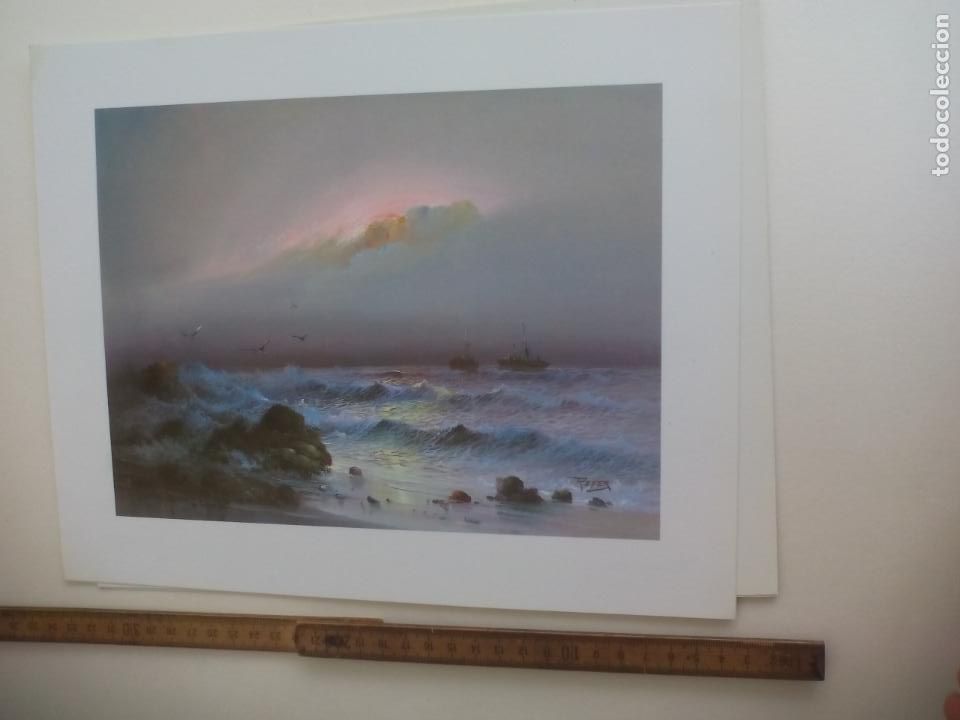 Art: LAMINA. PAISAJE MARINO BARCOS PINTADO POR REFER SERIE GABRIEL N&ordm; 1374 MADE IN SPAIN. 1979 24 X 30 CM