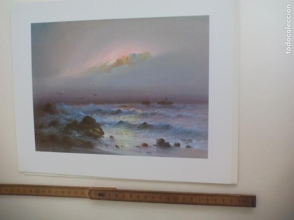 Art: LAMINA. PAISAJE MARINO BARCOS PINTADO POR REFER SERIE GABRIEL N&ordm; 1374 MADE IN SPAIN. 1979 24 X 30 CM