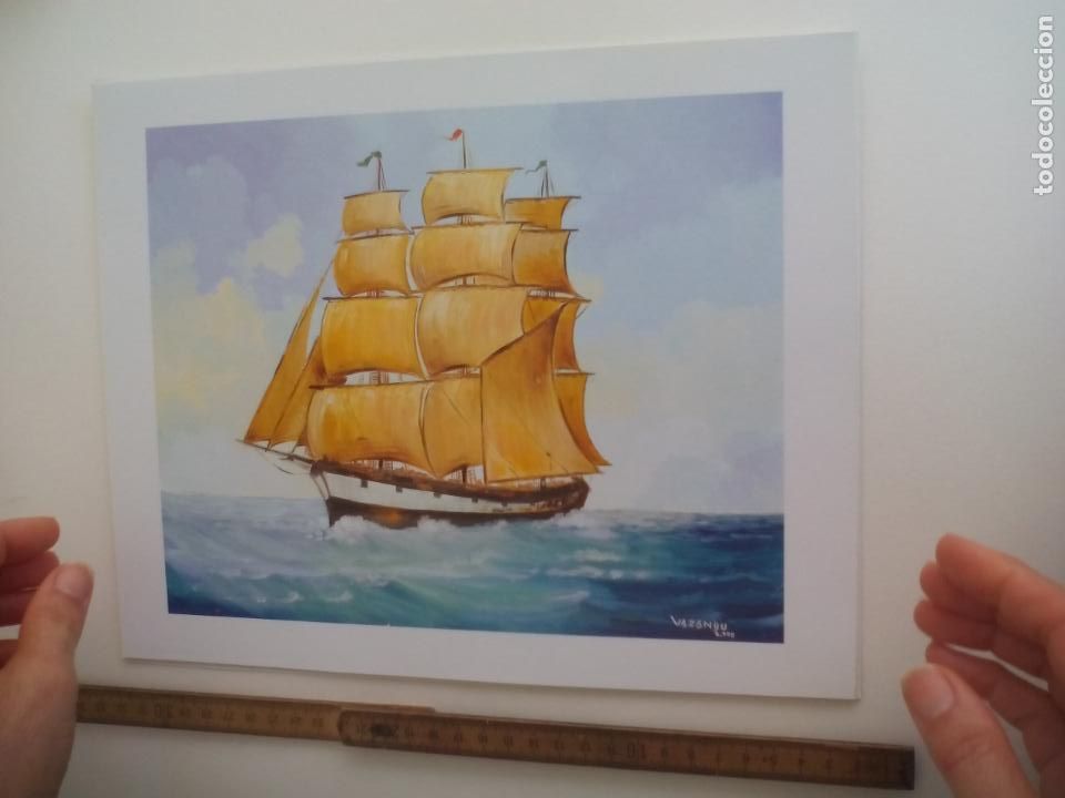 Art: LAMINA. BARCO. . PAISAJE MARINO SERIE GABRIEL N&ordm; 2172. 1996. 24 X 30 CM