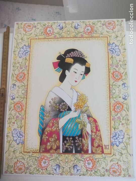 Art: LAMINA. RA N&ordm; 31 ORIENTAL, GEISHA, MUJER ORIENTAL JAPONESA. TALLEDA. BARCELONA.1994. 40,5 X 30,5 CM