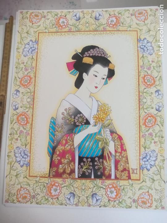 Art: LAMINA. RA N&ordm; 31 ORIENTAL, GEISHA, MUJER ORIENTAL JAPONESA. TALLEDA. BARCELONA.1994. 40,5 X 30,5 CM