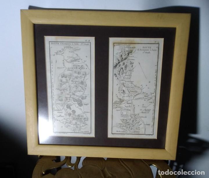 Arte: CUADRO CON DOS PAGINAS DE EPOCA DEL ITINERARIO DE RUTA PARA VIAJES DE FINALES DEL XIX DE ARANJUEZ