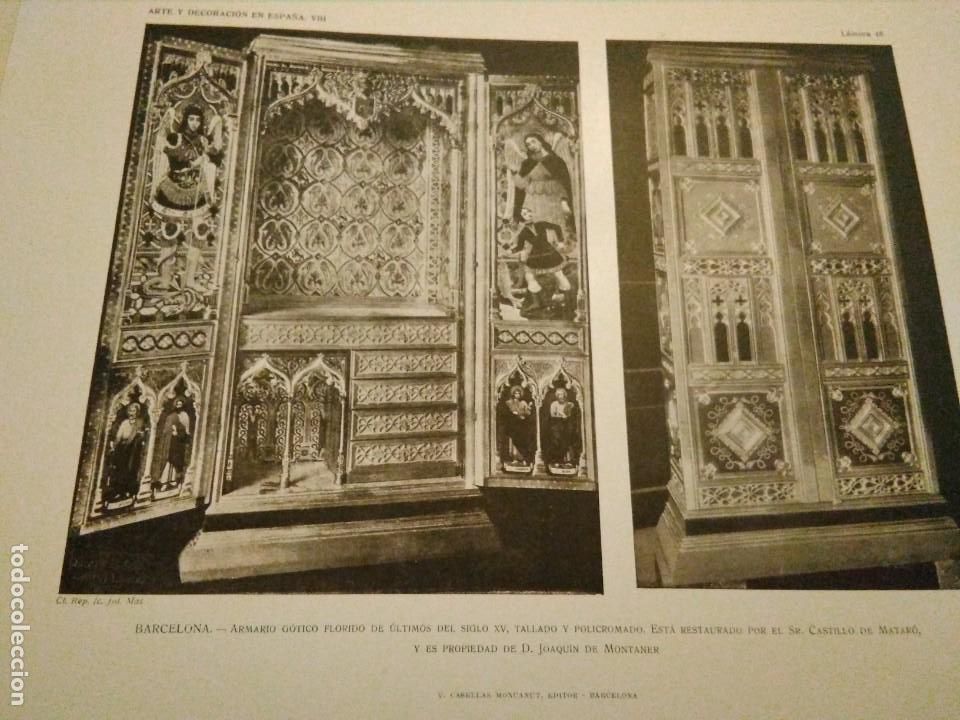 Art: Lamina arte y decoraci&oacute;n en Espa&ntilde;a 1925 , BARCELONA ARMARIO GOTICO S.XV