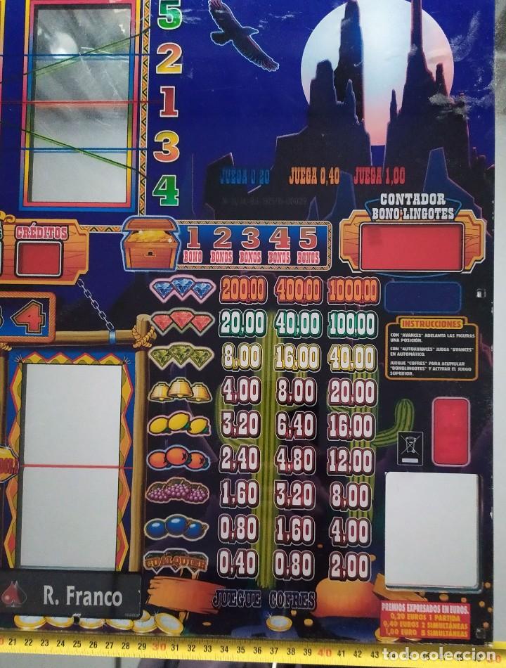 Arte: Lamina de coleccion antigua maquina recreativa Franco Juega Bono Lingotes Creditos Cofres Instruccio