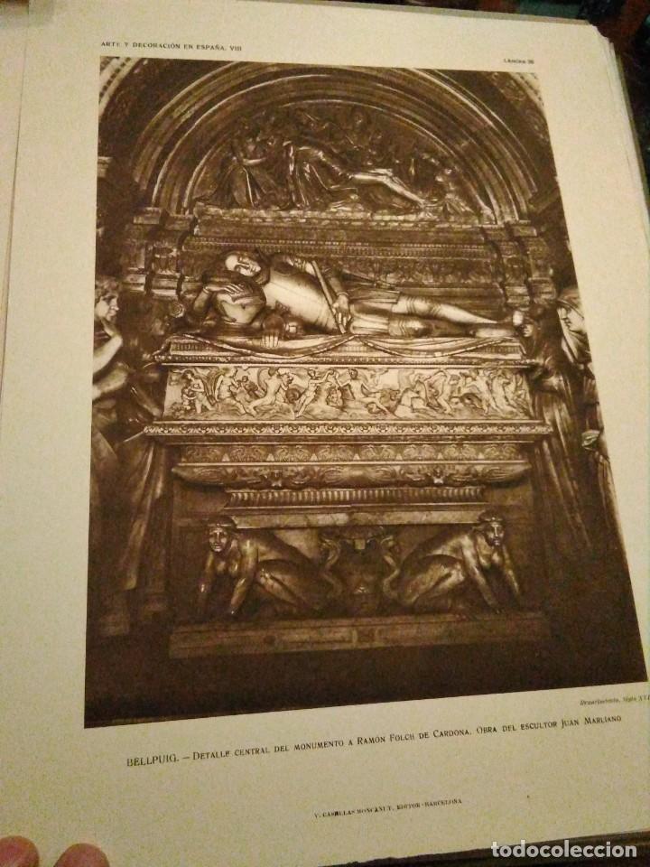 Art: Lamina arte y decoraci&oacute;n en Espa&ntilde;a 1925 , BELLPUIG MONUMENTO RAM&Oacute;N FOLCH DE CARDONA