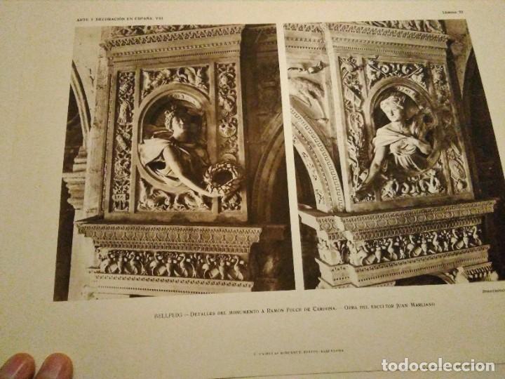 Art: Lamina arte y decoraci&oacute;n en Espa&ntilde;a 1925 , BELLPUIG MONUMENTO RAM&Oacute;N FOLCH DE CARDONA