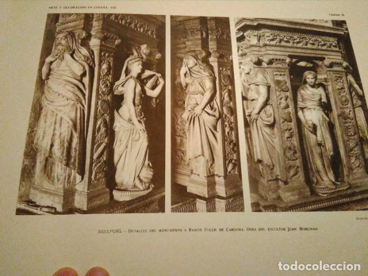 Art: Lamina arte y decoraci&oacute;n en Espa&ntilde;a 1925 , BELLPUIG MONUMENTO RAM&Oacute;N FOLCH DE CARDONA