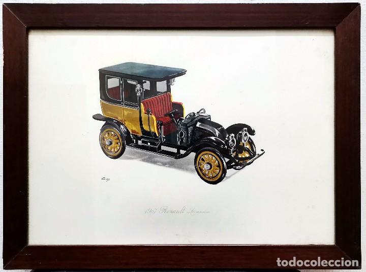 Arte: LAMINA ENMARCADA CON CRISTAL - RENAULT LIMOUSINE DE 1907 - CUADRO-353