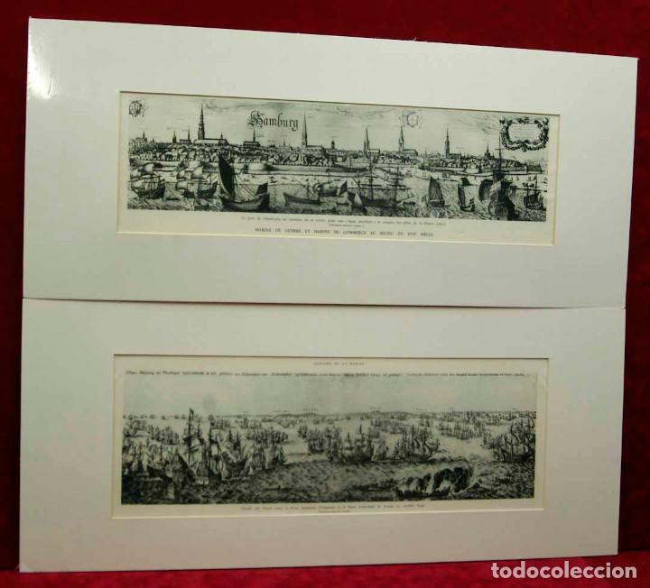 Art: Puerto de Hamburgo, L&acute; ILLUSTRATION FRANCAISE, 1934 lote 2 planchas passepartout, temas marinos