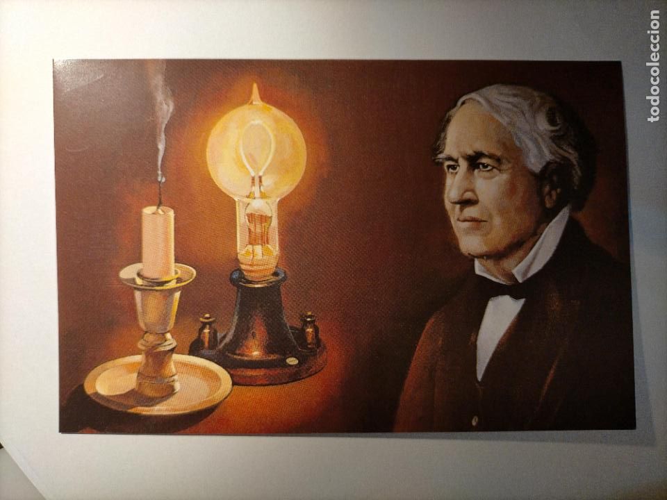 Art: peque&ntilde;a lamina 16,9x11cm cromografica tama&ntilde;o postal tirada nacional - edison thomas tomas