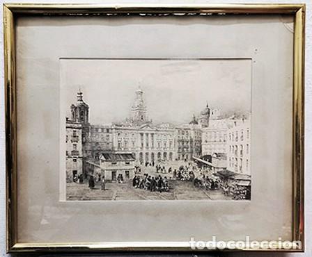 Art: CUADRO ENMARCADO CON CRISTAL LAMINA DE LA PLAZA DE SAN JUAN DE DIOS CADIZ - CUADRO-387