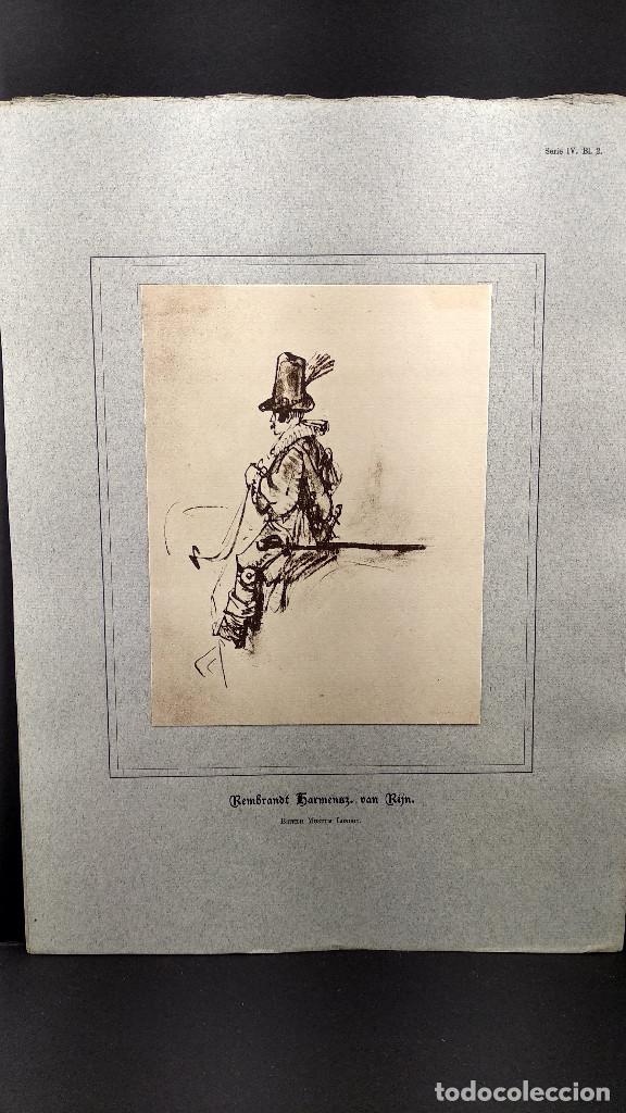 Art: Bosquejo de un oficial, de Rembrandt, Dibujos viejos maestros holandeses 1896, plancha 2