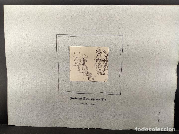 Art: Estudio de dos cabezas, de Rembrandt, Dibujos viejos maestros holandeses 1896, plancha 22